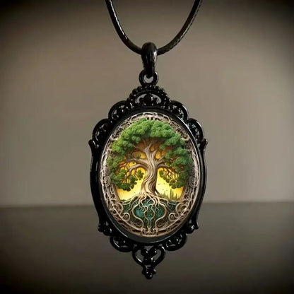 🔥【Αγοράστε 1 και πάρτε 1 δωρεάν】📿Ρετρό οβάλ κολιέ μενταγιόν από κράμα γυαλιού🔥Ρετρό μοτίβο δημιουργικό στυλ