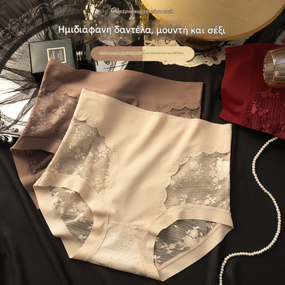 🩲♥【5 τεμαχίων】Γυναικεία εσώρουχα υψηλής ελαστικότητας από δαντέλα χωρίς ραφές για έλεγχο κοιλιάς, σλιπ για διαμόρφωση και ανόρθωση γλουτών