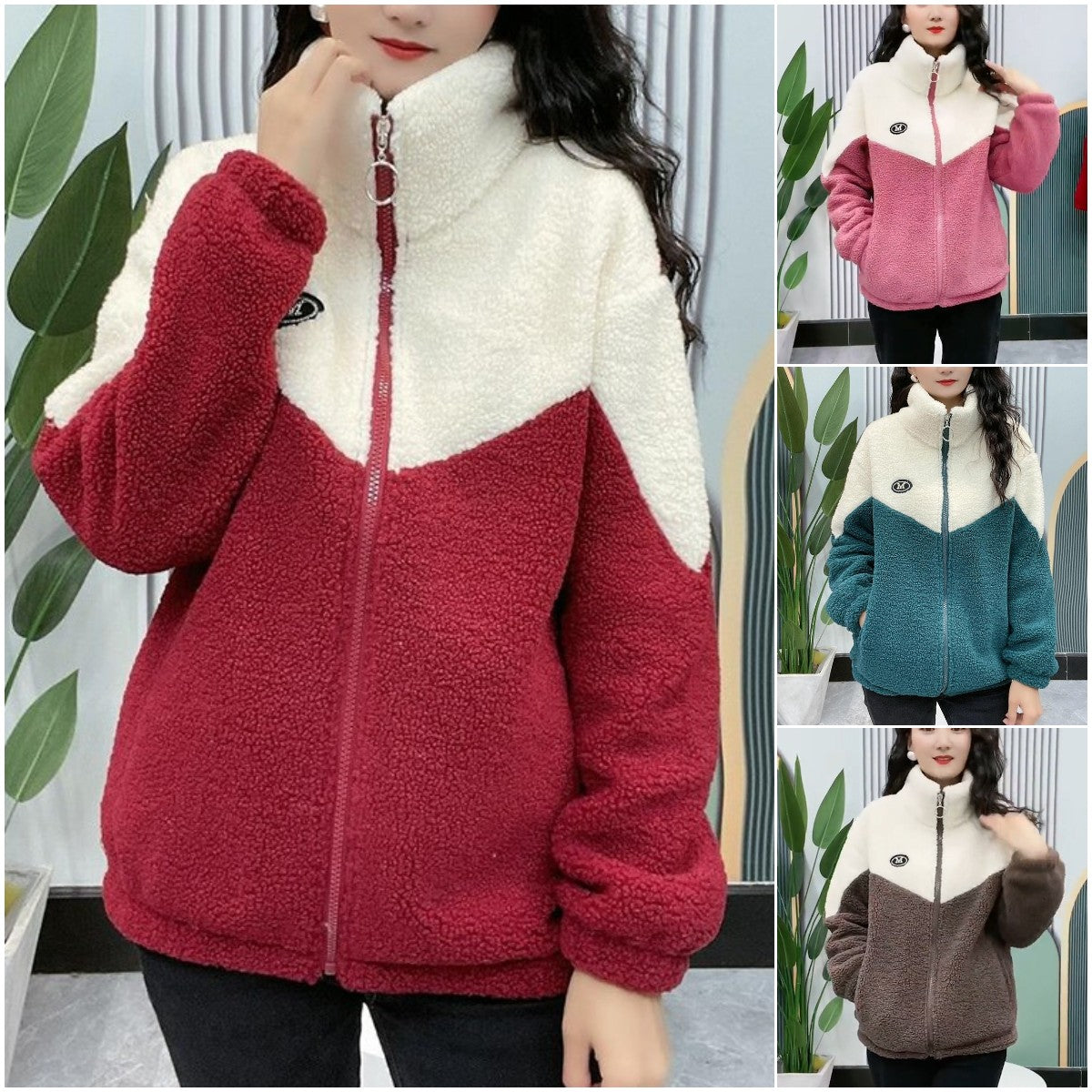 🔥🐏【M-4XL】Χειμερινό φλις μπουφάν, βαμβακερό μπουφάν, ενισχυμένο βαμβακερό μπουφάν από μαλλί αρνιού, ζεστό μπουφάν