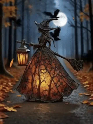 🧙‍‍♀️Λάμπα μάγισσας για το Halloween, τρομακτικό γοτθικό διακοσμητικό φανάρι, μοναδικό διακοσμητικό μοτίβο επιτραπέζιου λαμπτήρα, νυχτερινό φως με πόδια.