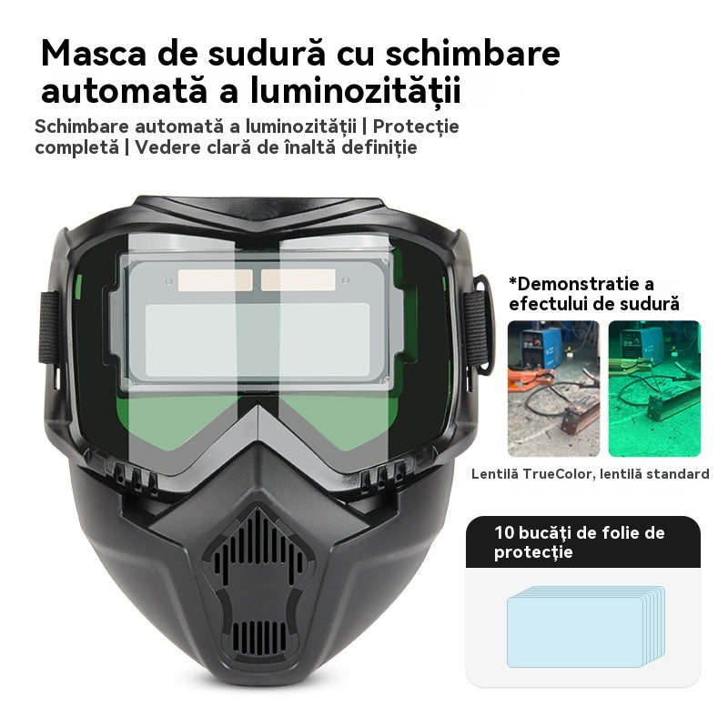 😎Πλήρως αυτόματο κράνος συγκόλλησης με προστατευτική μάσκα τοποθετημένη στην κεφαλή αλλαγής φωτός για συγκολλητές