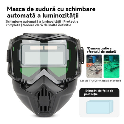 😎Πλήρως αυτόματο κράνος συγκόλλησης με προστατευτική μάσκα τοποθετημένη στην κεφαλή αλλαγής φωτός για συγκολλητές