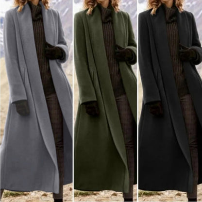 ✨🌸✨Εξαιρετικά μακρύ παλτό, νέο 2025, εκτεταμένο casual μάλλινο αντιανεμικό