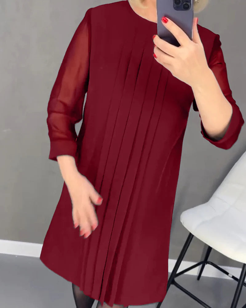 🔥🥰【35% OFF】【S-3XL】2024 Χαλαρό φόρεμα με μανίκι από πλέγμα