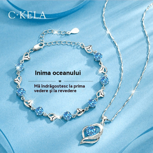 ✨✨Σετ βραχιόλι Heart of the Ocean + Κολιέ