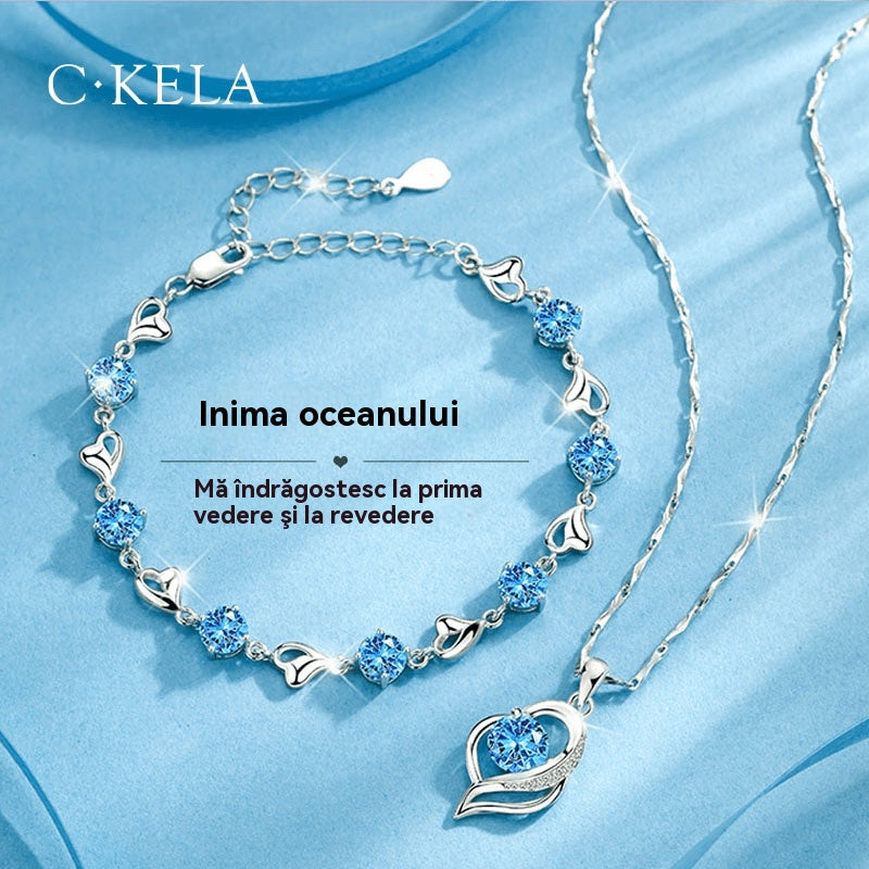 ✨✨Σετ βραχιόλι Heart of the Ocean + Κολιέ