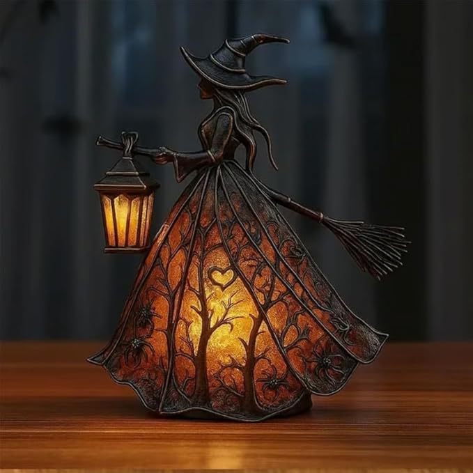 🧙‍‍♀️Λάμπα μάγισσας για το Halloween, τρομακτικό γοτθικό διακοσμητικό φανάρι, μοναδικό διακοσμητικό μοτίβο επιτραπέζιου λαμπτήρα, νυχτερινό φως με πόδια.