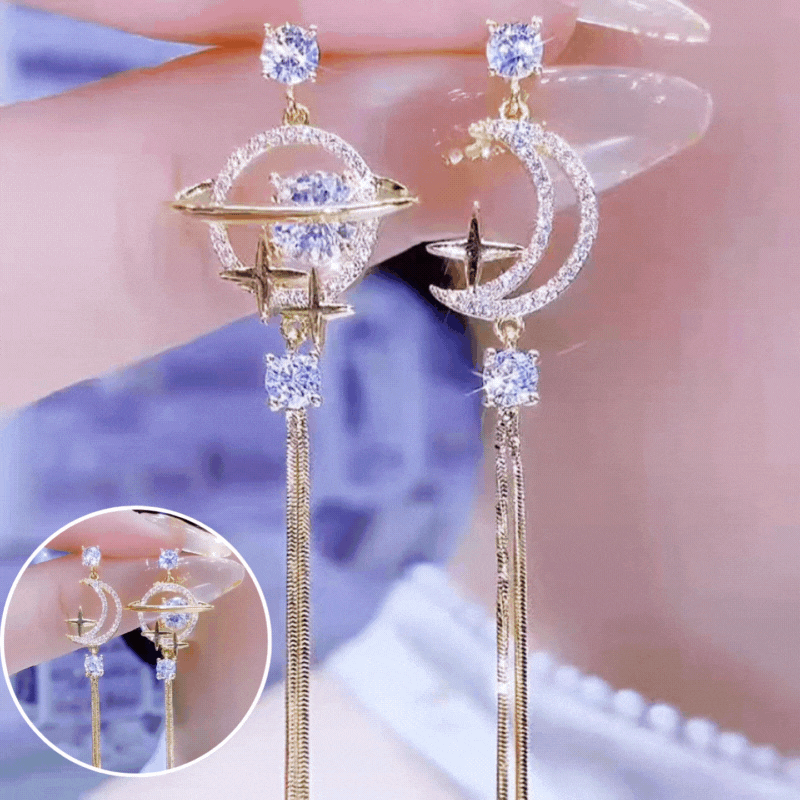 💖Ειδική προσφορά【Αγοράστε 1 Πάρτε 1 Δωρεάν】Σκουλαρίκια με αστέρι και φεγγάρι για γυναίκες - Κομψά και μοντέρνα ασύμμετρα σκουλαρίκια με φούντες