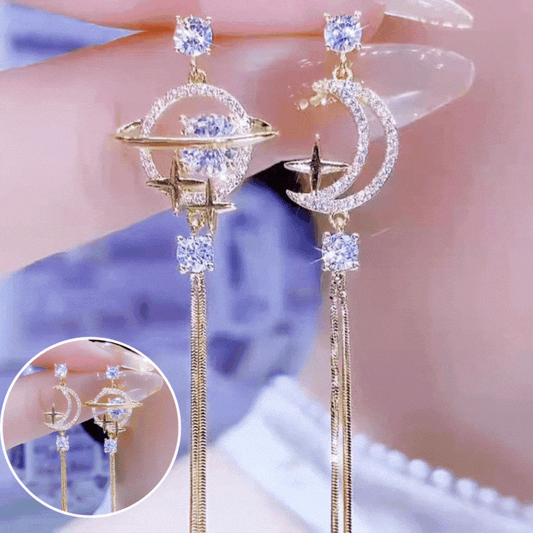 💖Ειδική προσφορά【Αγοράστε 1 Πάρτε 1 Δωρεάν】Σκουλαρίκια με αστέρι και φεγγάρι για γυναίκες - Κομψά και μοντέρνα ασύμμετρα σκουλαρίκια με φούντες