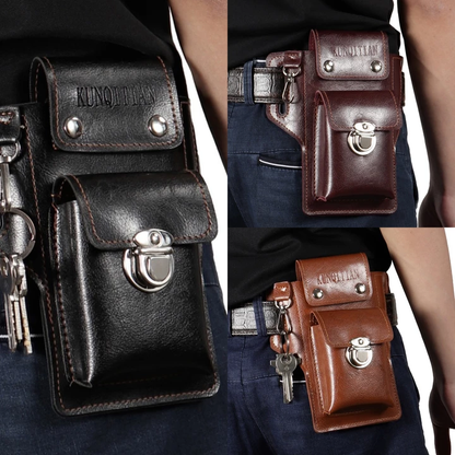 🔥Προσφορά περιορισμένης διάρκειας!!!【Αγοράστε 1, πάρτε 1 δωρεάν】🔥Πολυλειτουργική δερμάτινη τσάντα μέσης για άνδρες