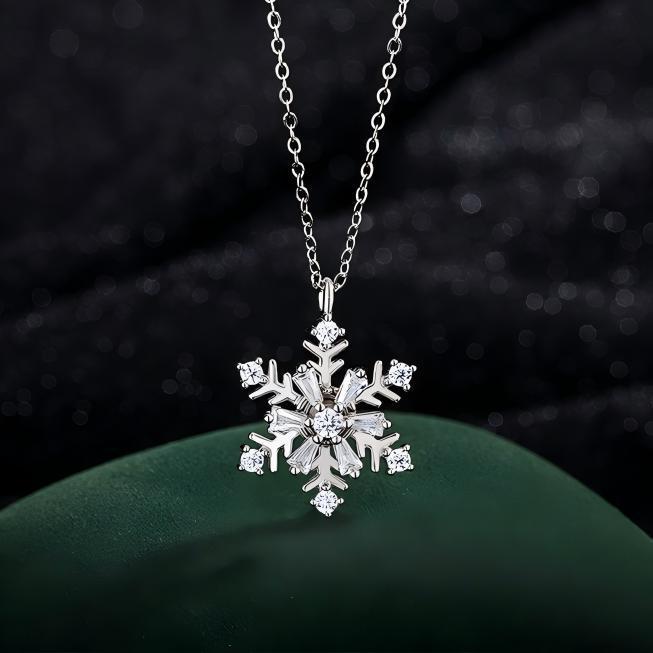 🔥😍【Αγοράστε 1 Πάρτε 1 Δωρεάν】💎Κολιέ με νιφάδα χιονιού και περιστρεφόμενο μενταγιόν, μια πινελιά πολυτέλειας, υψηλής ποιότητας και ένα δημοφιλές κομμάτι.