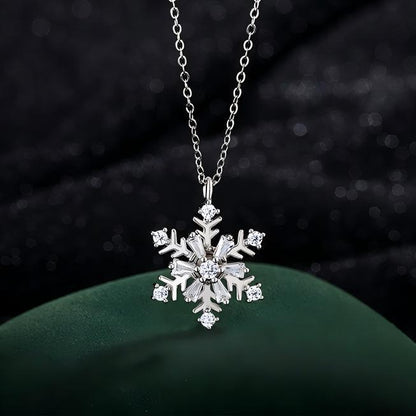 🔥😍【Αγοράστε 1 Πάρτε 1 Δωρεάν】💎Κολιέ με νιφάδα χιονιού και περιστρεφόμενο μενταγιόν, μια πινελιά πολυτέλειας, υψηλής ποιότητας και ένα δημοφιλές κομμάτι.