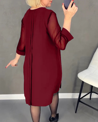 🔥🥰【35% OFF】【S-3XL】2024 Χαλαρό φόρεμα με μανίκι από πλέγμα