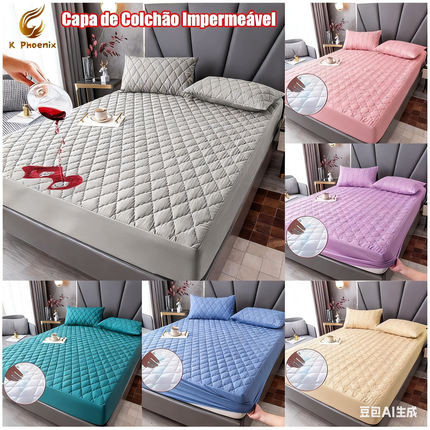 🛏【180*200】Αδιάβροχο κάλυμμα κρεβατιού με φλις επένδυση και βαμβακερά κλιπ, κάλυμμα στρώματος για υπνοδωμάτιο.