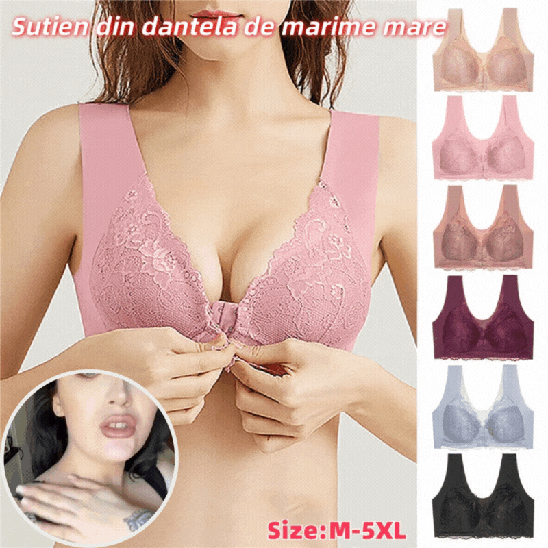 ✨【Αγοράστε 3 και πάρτε 3 δωρεάν】【3/6 τεμάχια】 Μεγάλο μέγεθος με μπροστινό κούμπωμα, σέξι, χωρίς μπανέλα, σουτιέν με όμορφη πλάτη