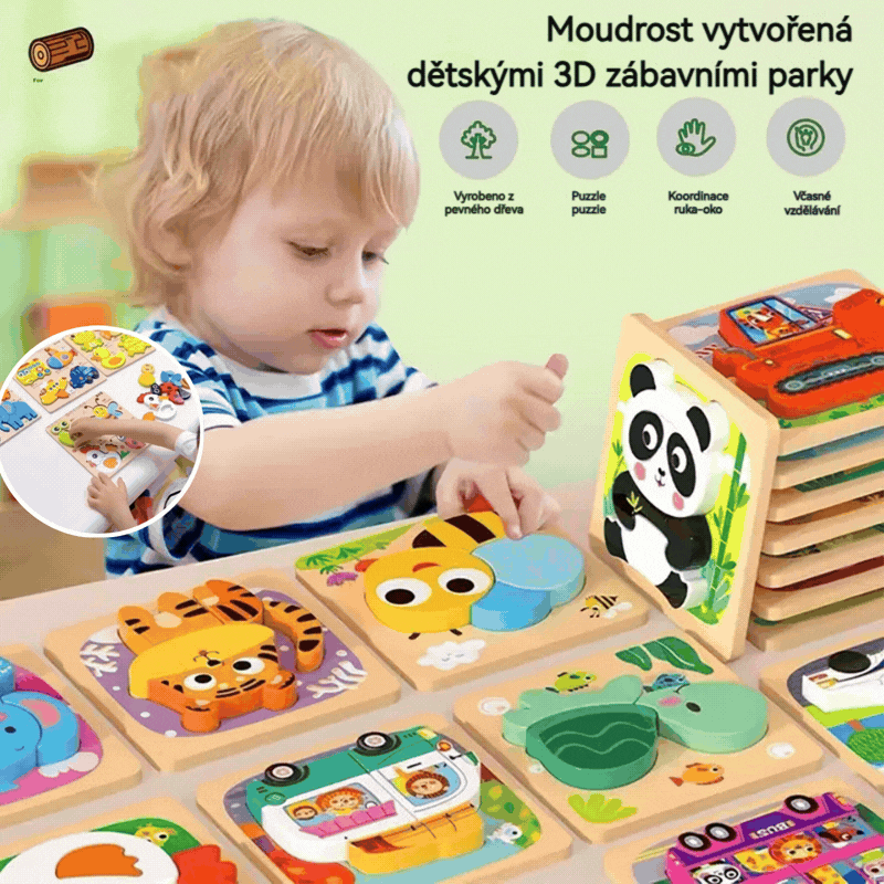 🔥😍Ειδική προσφορά περιορισμένης διάρκειας【1 σετ 4 στυλ】👧🏻🧩Ξύλινα τρισδιάστατα παζλ Montessori για την προσχολική εκπαίδευση