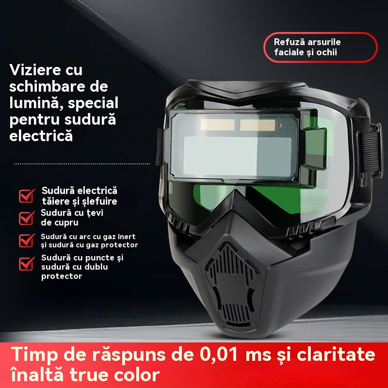 😎Πλήρως αυτόματο κράνος συγκόλλησης με προστατευτική μάσκα τοποθετημένη στην κεφαλή αλλαγής φωτός για συγκολλητές