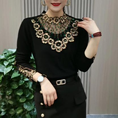 🔥【XL-6XL】😍Νέα μπλούζα φθινοπώρου-χειμώνα με μακριά μανίκια και βελούδινο γιακά υψηλής ποιότητας