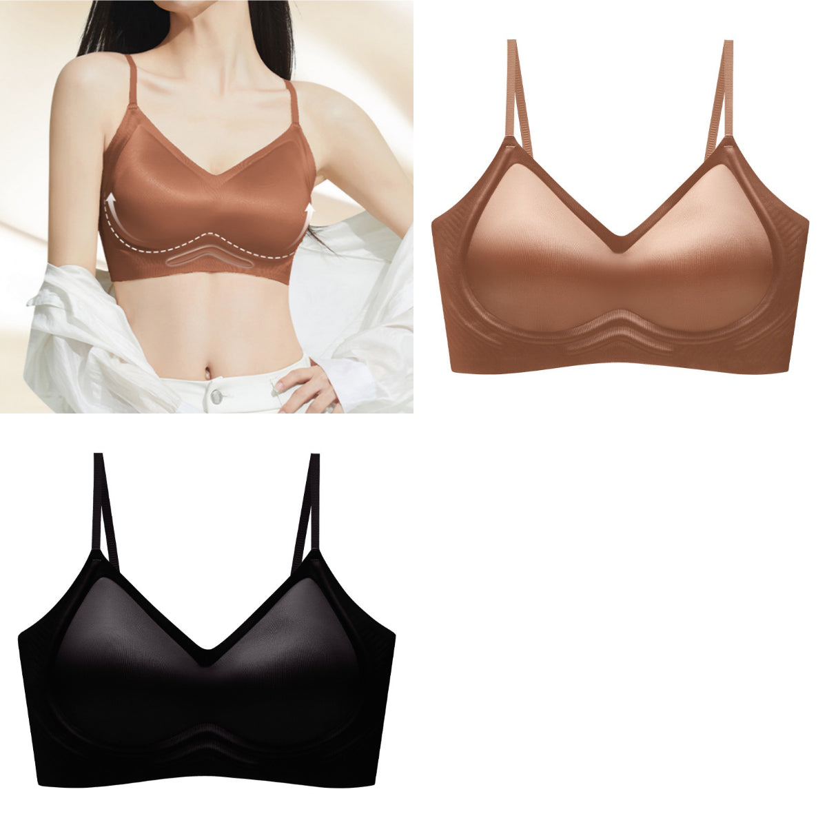 🥰2 είδη 26 ευρώ🔥【Δύο τεμάχια】【40-100 κιλά】Σουτιέν από μετάξι χωρίς ραφές με απαλή στήριξη και άνεση