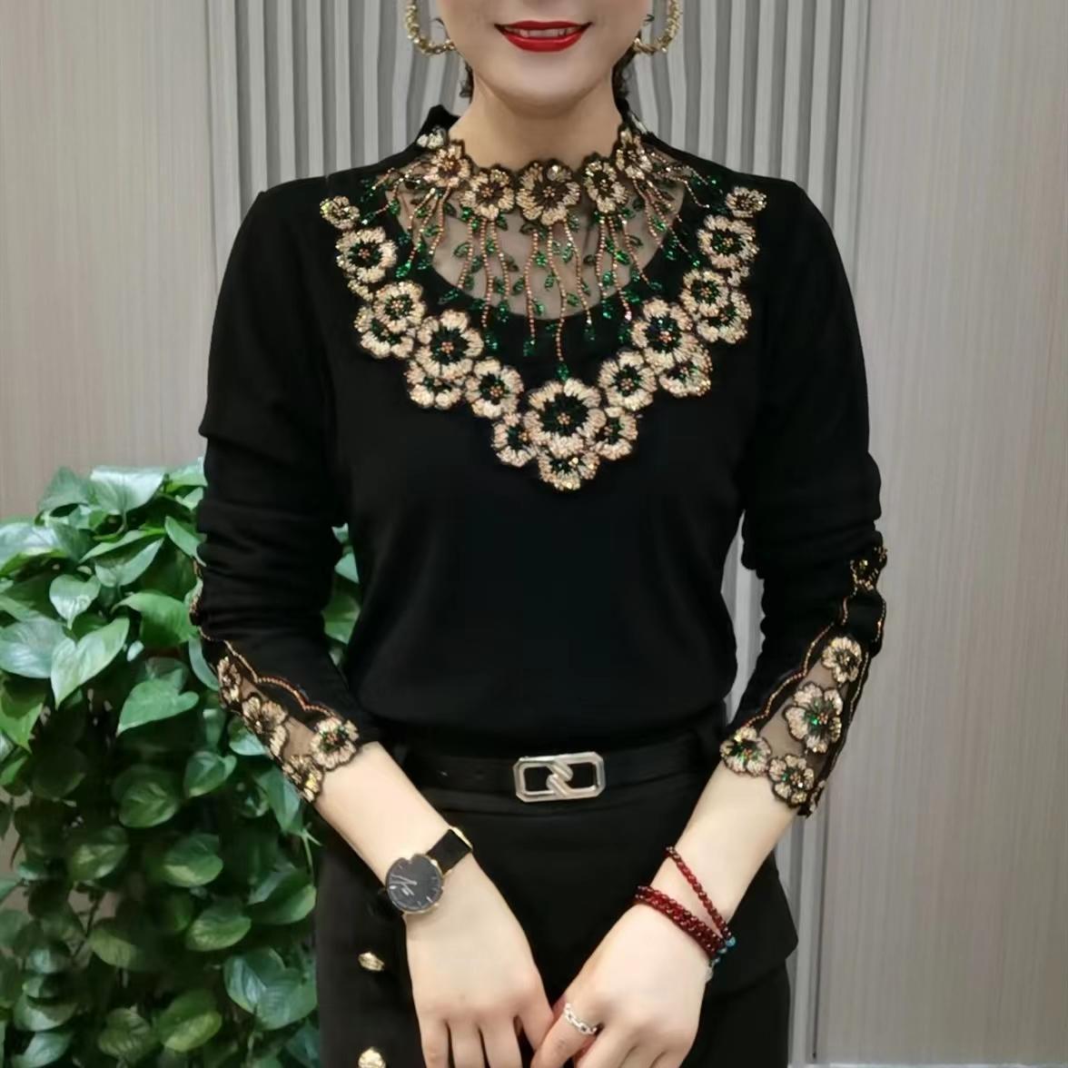 🔥【XL-6XL】😍Νέα μπλούζα φθινοπώρου-χειμώνα με μακριά μανίκια και βελούδινο γιακά υψηλής ποιότητας