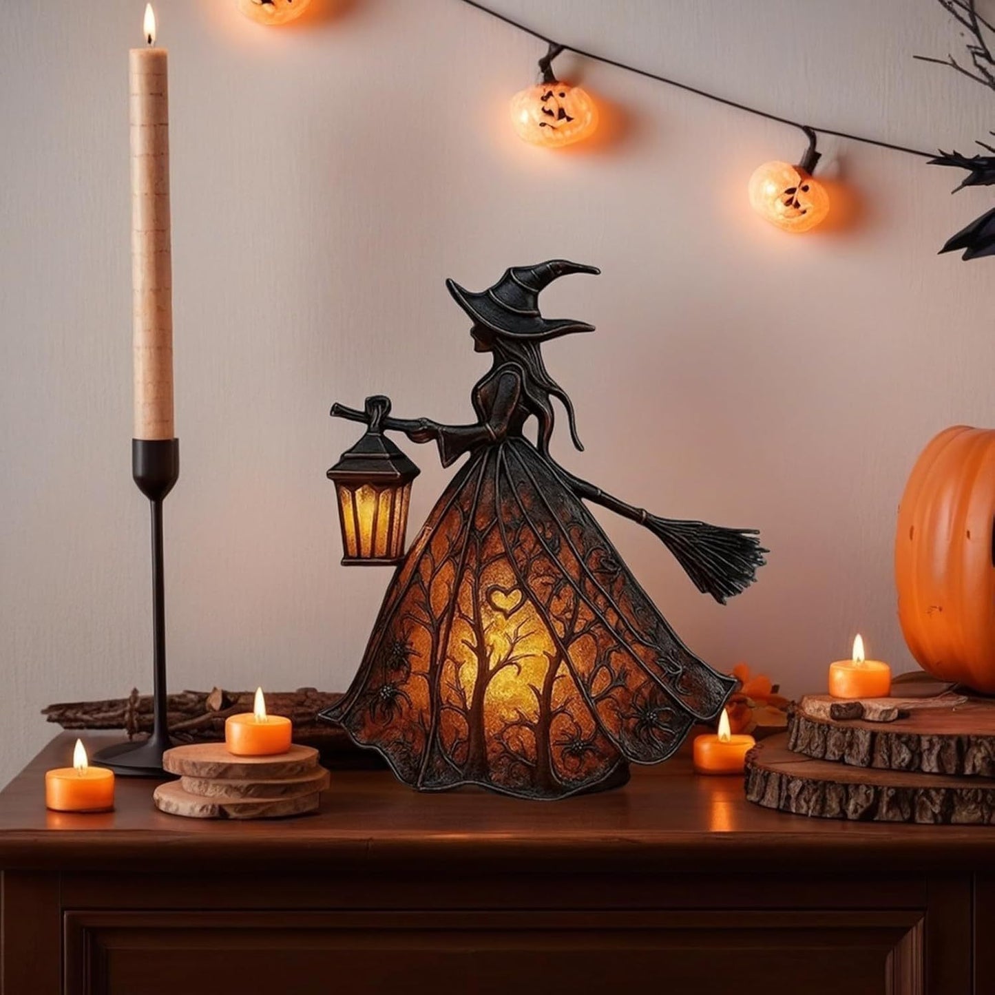 🧙‍‍♀️Λάμπα μάγισσας για το Halloween, τρομακτικό γοτθικό διακοσμητικό φανάρι, μοναδικό διακοσμητικό μοτίβο επιτραπέζιου λαμπτήρα, νυχτερινό φως με πόδια.