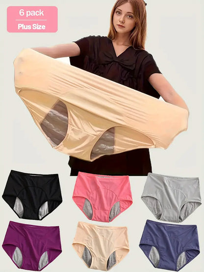 🔥🩲【 L-8XL】【6 τεμάχια】Νέα βελτιωμένη απορροφητική εσώρουχα 2025 με ψηλή μέση και προστασία από διαρροές