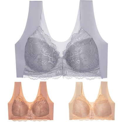 ✨【Αγοράστε 3 και πάρτε 3 δωρεάν】【3/6 τεμάχια】 Μεγάλο μέγεθος με μπροστινό κούμπωμα, σέξι, χωρίς μπανέλα, σουτιέν με όμορφη πλάτη