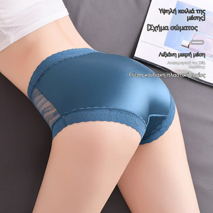 🩲♥【6 τεμαχίων】Άνετα και φιλικά προς το δέρμα, γυναικεία εσώρουχα plus size με ψηλή μέση, χωρίς ραφές, που ανορθώνουν τους γοφούς και έχουν κοίλη δαντέλα.