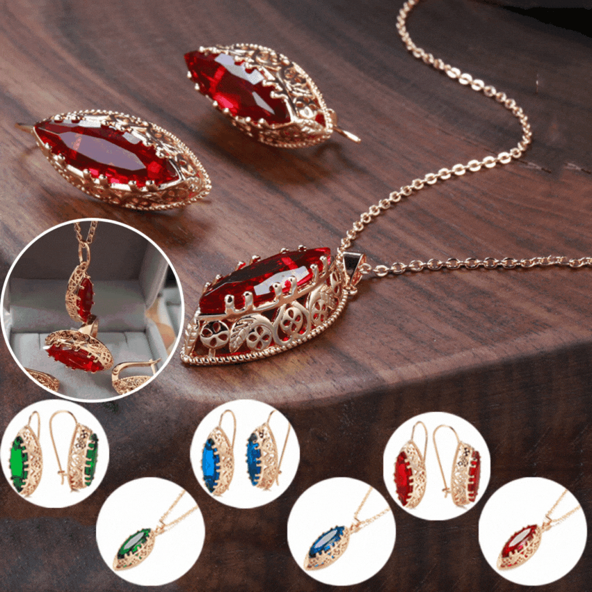 🔥Η χαμηλότερη τιμή για περιορισμένο χρονικό διάστημα🔥Μόδα τετράφυλλο τριφύλλι ανοιχτή καρδιά πολύτιμος λίθος κολιέ και σκουλαρίκια σετ