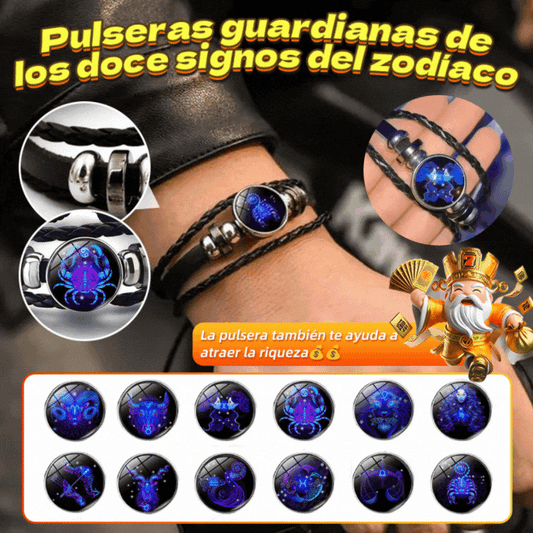 💎🌙🔥Αγοράστε 4 και πάρτε 4 δωρεάν🔥Βραχιόλι με φωτεινό ζώδιο｜Δερμάτινο πλεκτό προστατευτικό βραχιόλι｜Προσέλκυει τύχη και ευημερία