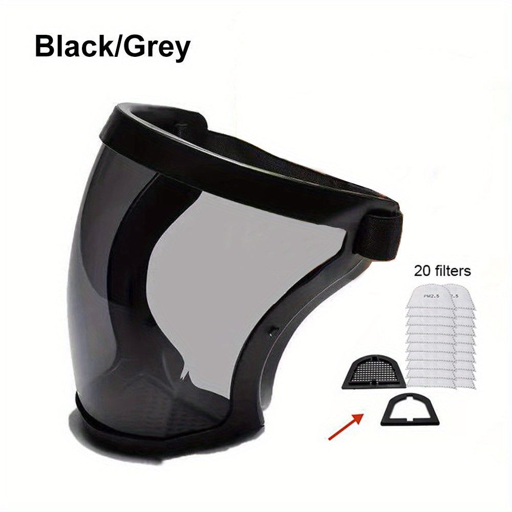 【1 μάσκα + 20 βαμβάκι φίλτρου】Διαφανής προστατευτική μάσκα υψηλής ανάλυσης, άνετη, αναπνεύσιμη και αντιθαμβωτική