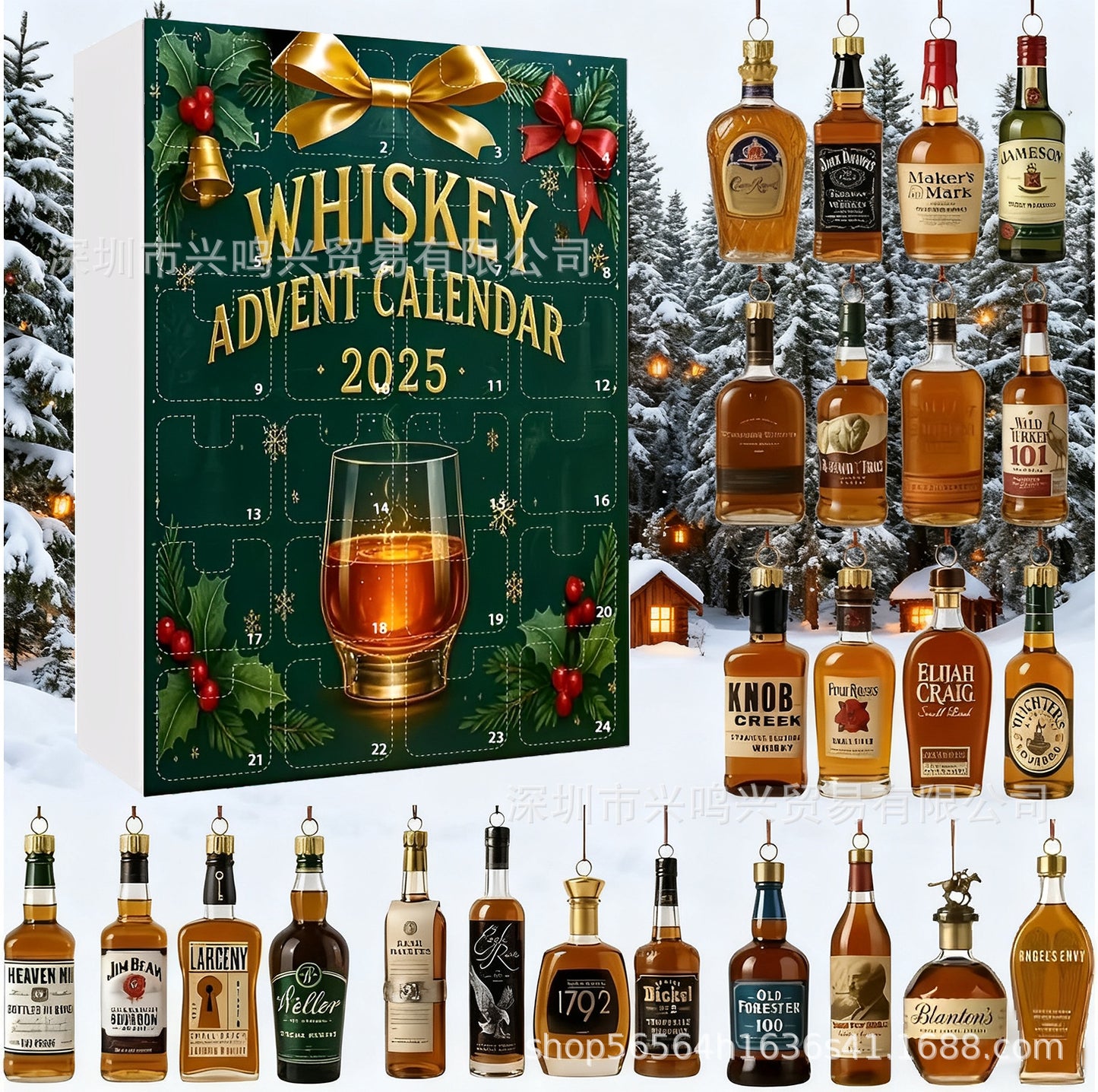🔥Είδη με υψηλές πωλήσεις🔥【Σετ 24 τεμαχίων】2025 Whiskey Advent Calendar Ακρυλικό μπρελόκ για ουίσκι, κουτί τυφλού άφιξης