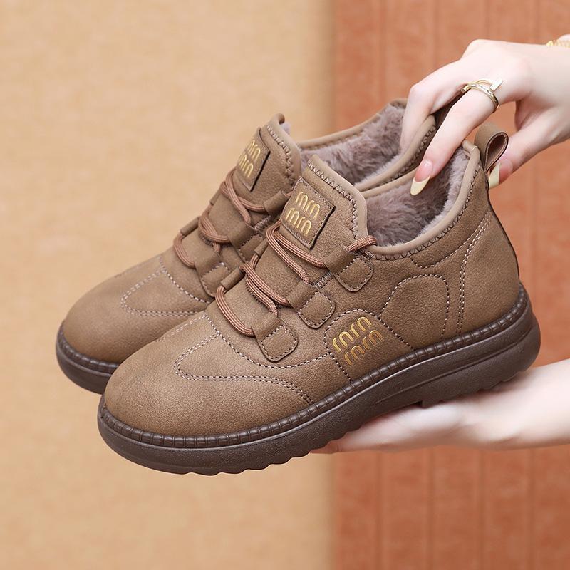 🔥【Ειδική προσφορά】【35-41】Χειμώνας 2025, βελούδινες και ζεστές μπότες χιονιού νέου στυλ, άνετες και αντιολισθητικές χοντρές σόλες που δεν θα κουράσουν τα πόδια σας