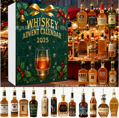 🔥Είδη με υψηλές πωλήσεις🔥【Σετ 24 τεμαχίων】2025 Whiskey Advent Calendar Ακρυλικό μπρελόκ για ουίσκι, κουτί τυφλού άφιξης