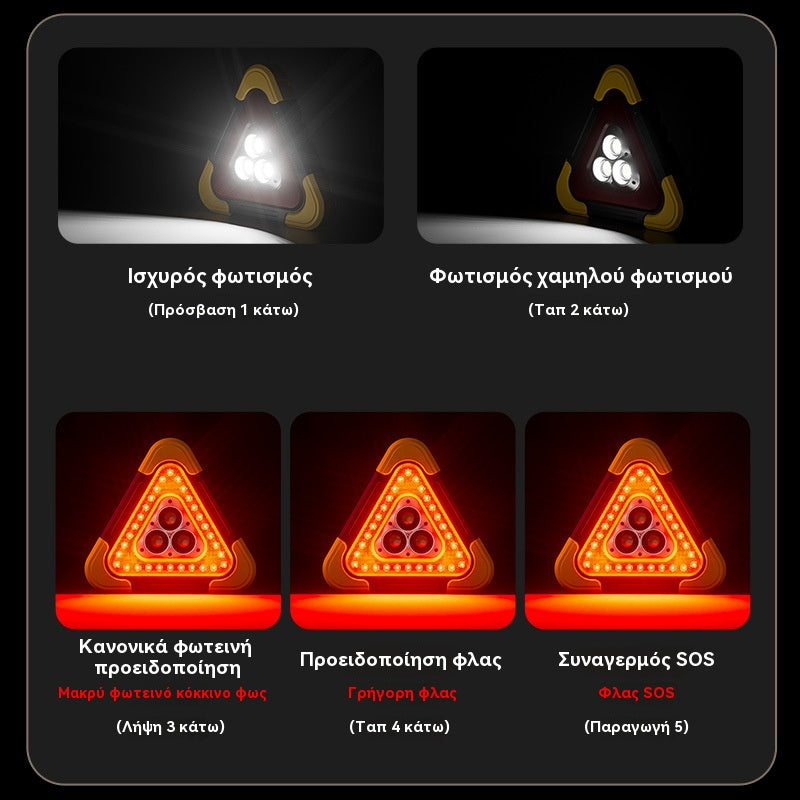 Πολυλειτουργικό προειδοποιητικό φως, φως έκτακτης ανάγκης αυτοκινήτου LED, αξεσουάρ οχήματος με ηλιακή ενέργεια, προειδοποιητική πινακίδα