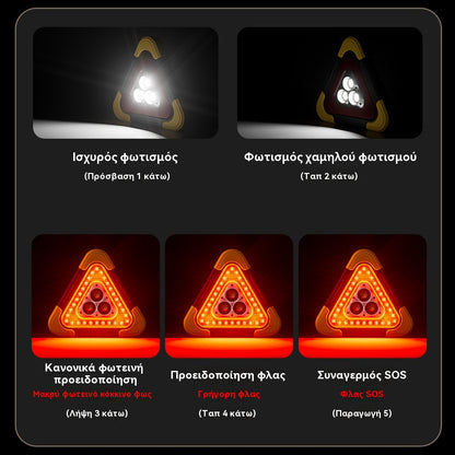 Πολυλειτουργικό προειδοποιητικό φως, φως έκτακτης ανάγκης αυτοκινήτου LED, αξεσουάρ οχήματος με ηλιακή ενέργεια, προειδοποιητική πινακίδα