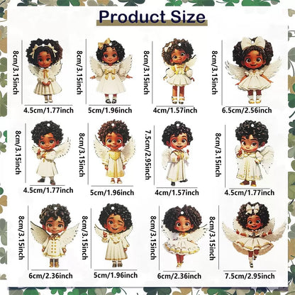 🎁🔥Σετ 12 τεμαχίων, χαμηλή τιμή και καυτή πώληση🔥Ξύλινο στολίδι με άγγελο