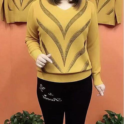 🔥【XL-6XL】Πλεκτό Πουλόβερ Αδυνατίσματος με Ελαστικό Ριχτό Ρίγες 2025