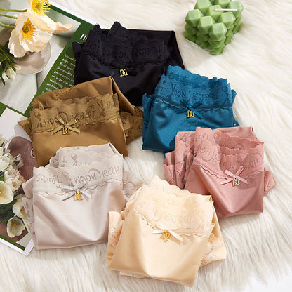 🩲♥【6 τεμαχίων】Άνετα και φιλικά προς το δέρμα, γυναικεία εσώρουχα plus size με ψηλή μέση, χωρίς ραφές, που ανορθώνουν τους γοφούς και έχουν κοίλη δαντέλα.