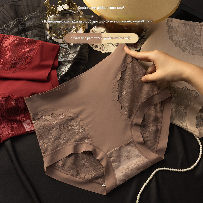 🩲♥【5 τεμαχίων】Γυναικεία εσώρουχα υψηλής ελαστικότητας από δαντέλα χωρίς ραφές για έλεγχο κοιλιάς, σλιπ για διαμόρφωση και ανόρθωση γλουτών