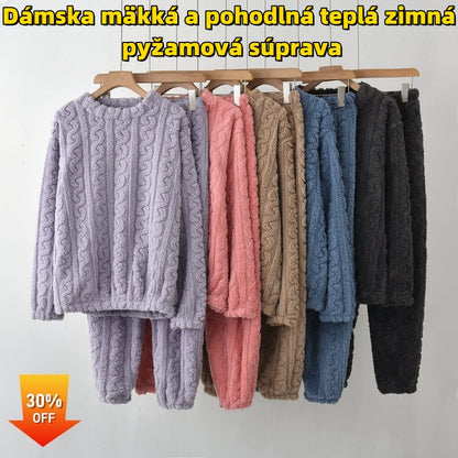 🌺【45-90kg】【Μπλούζα + Παντελόνι】💥💫Γυναικείο απαλό και άνετο ζεστό χειμωνιάτικο σετ πιτζάμας