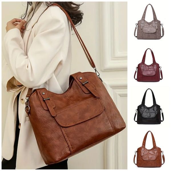 👜 Νέα γυναικεία τσάντα ώμου εμπνευσμένη από το vintage στυλ, διαθέσιμη σε έξι χρώματα 💓